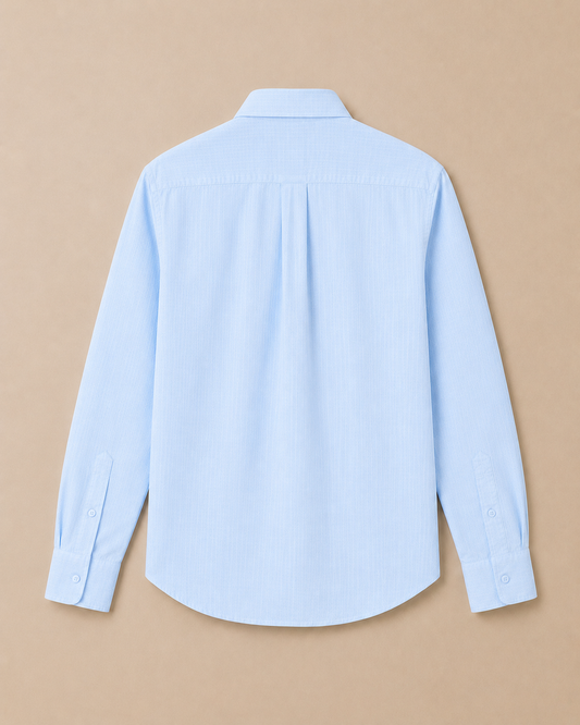 Sky blue linen blend shirt