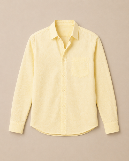 Butter yellow linen blend shirt