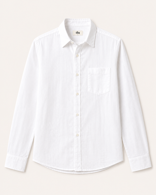 White linen blend shirt